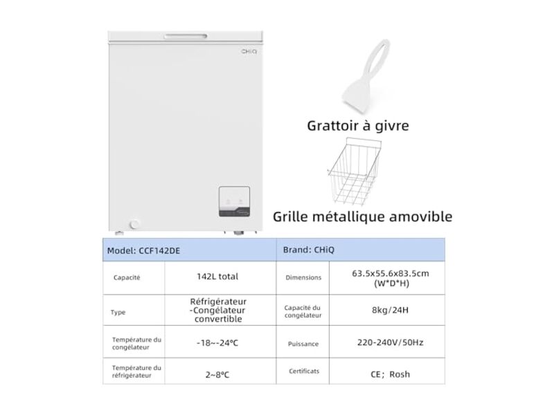 CHiQ Congélateur Coffre 142L FCF142DE