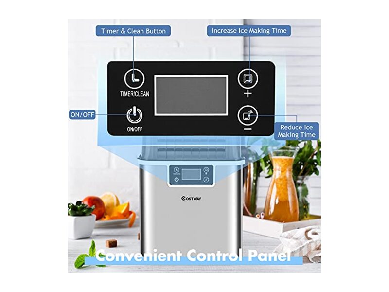 COSTWAY Machine à Glaçons 18kg/24h avec Écran LCD