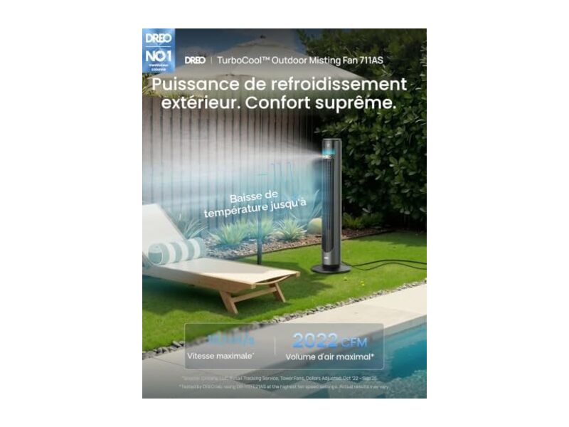 DREO TurboCool 711AS Ventilateur Brumisateur d'Extérieur