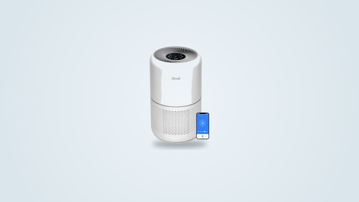 Purificateur d'air Levoit Core 300S blanc, forme cylindrique compacte, vue de face