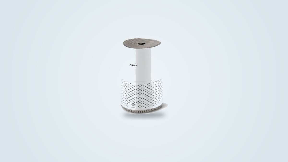 Purificateur d'air Philips AC0650/10 blanc, vue de face, écran tactile visible
