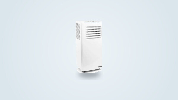 Climatiseur mobile Tristar AC-5477 vu de trois quarts, panneau de commande et roulettes visibles