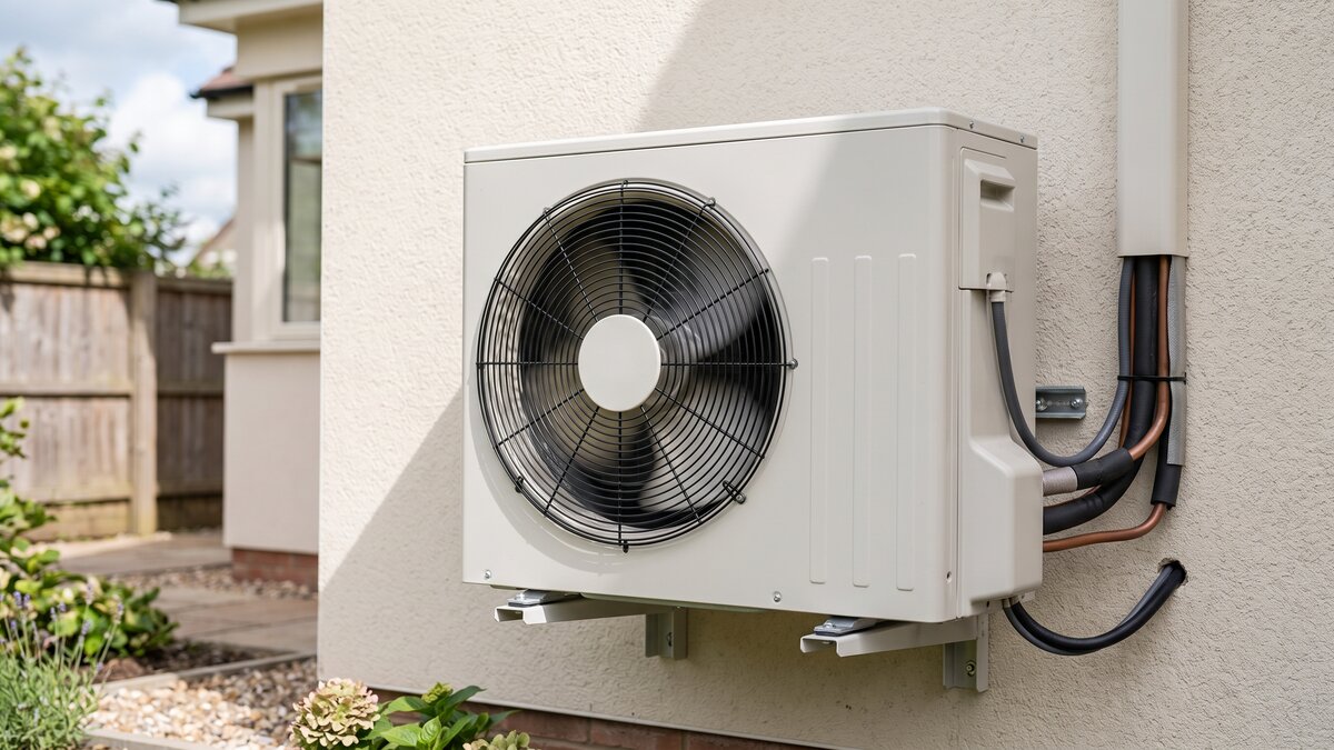 Außeneinheit einer Klimaanlage, sinnbildlich für die Kältemittelgeneration, die R290 schrittweise ablöst